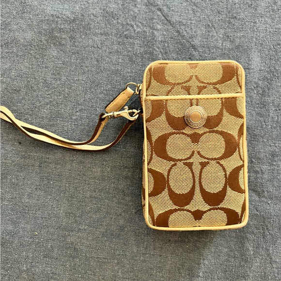 Y2K Brown Cloth Coach Universal Case - Picture 1 of 4
